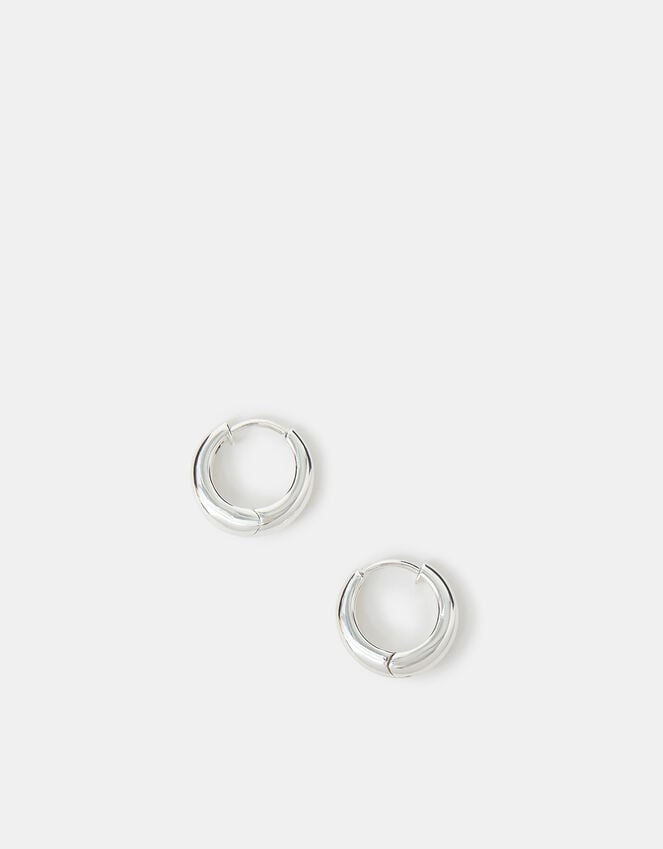 Accessorize Sterling Silver-Plated Chunky Huggie Hoop Earrings