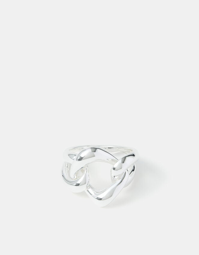 Accessorize Sterling Silver-Plated Chunky Link Ring Silver