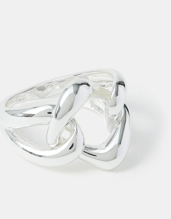 accessorize Sterling Silver-Plated Chunky Link Ring Silver