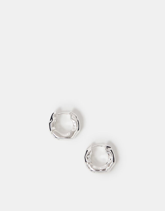 Accessorize Sterling Silver-Plated Chunky Molten Hoop Earrings