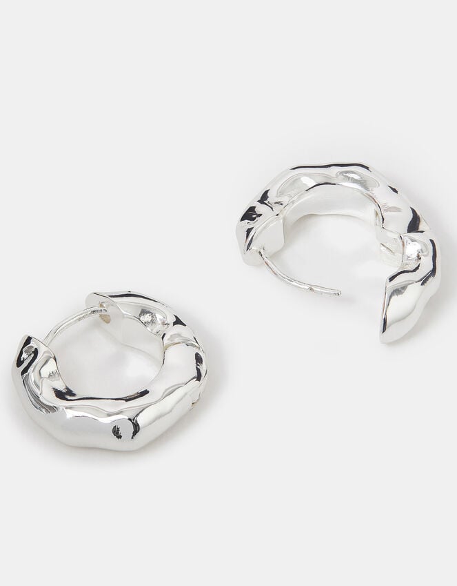 accessorize Sterling Silver-Plated Chunky Molten Hoop Earrings