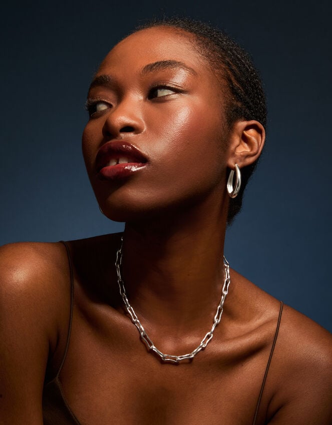 Accessorize Sterling Silver-Plated Chunky Molten Link Necklace