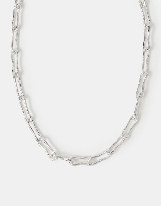 accessorize Sterling Silver-Plated Chunky Molten Link Necklace