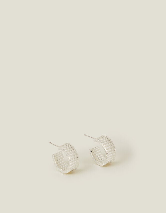 Accessorize Sterling Silver-Plated Chunky Ridge Hoop Earrings