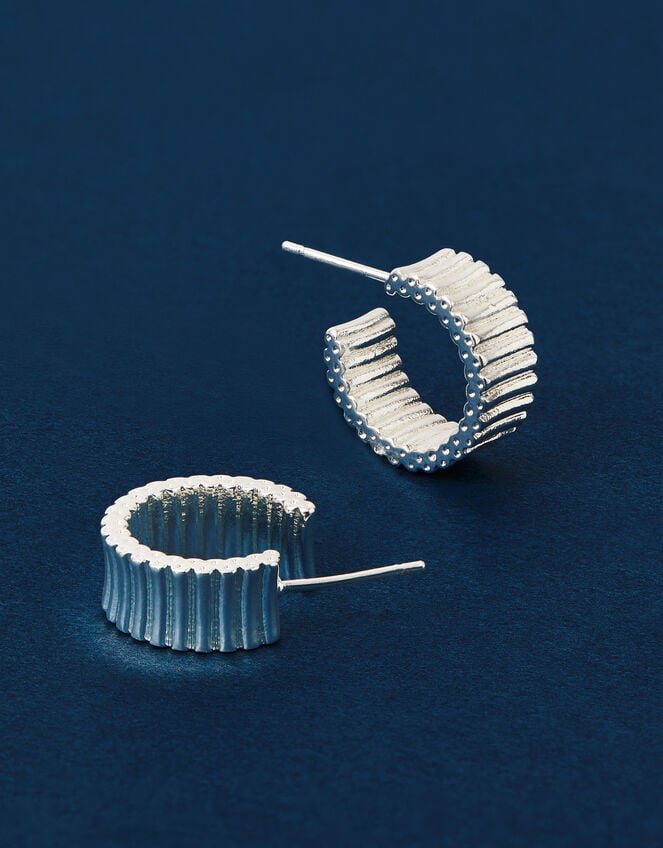 Accessorize Sterling Silver-Plated Chunky Ridge Hoop Earrings