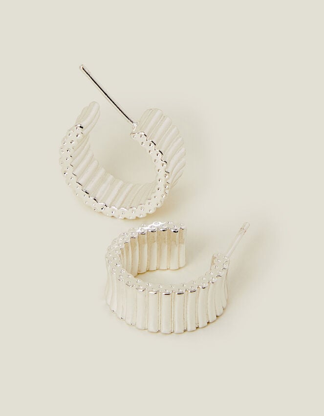 accessorize Sterling Silver-Plated Chunky Ridge Hoop Earrings