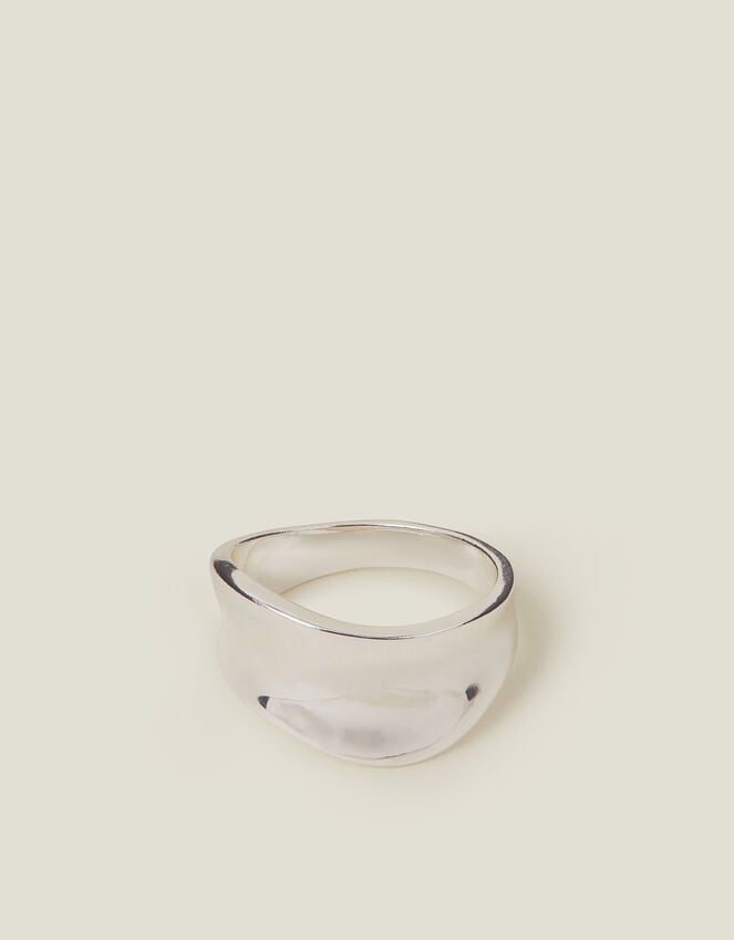 Accessorize Sterling Silver-Plated Chunky Wave Ring Silver