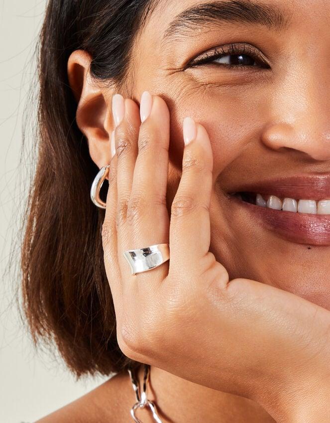 Accessorize Sterling Silver-Plated Chunky Wave Ring Silver