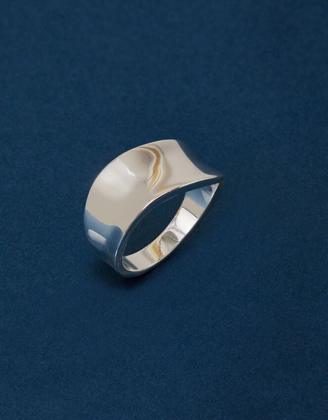 Accessorize Sterling Silver-Plated Chunky Wave Ring Silver