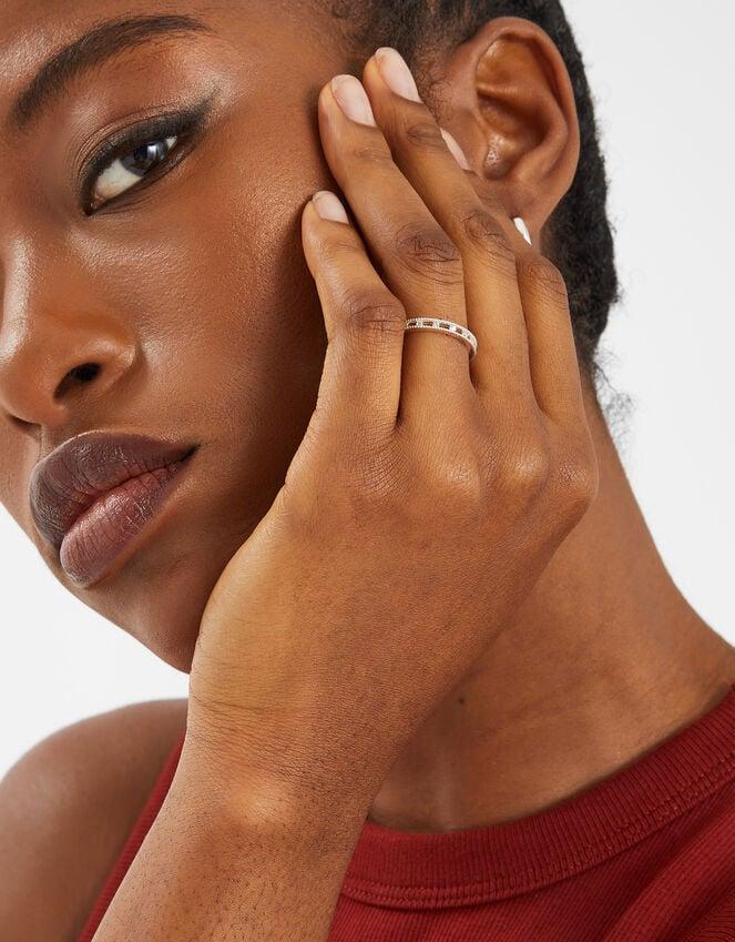 Accessorize Sterling Silver-Plated Diamanté Band Ring Silver