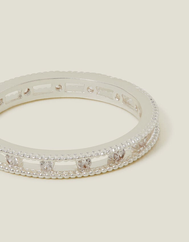 accessorize Sterling Silver-Plated Diamanté Band Ring Silver