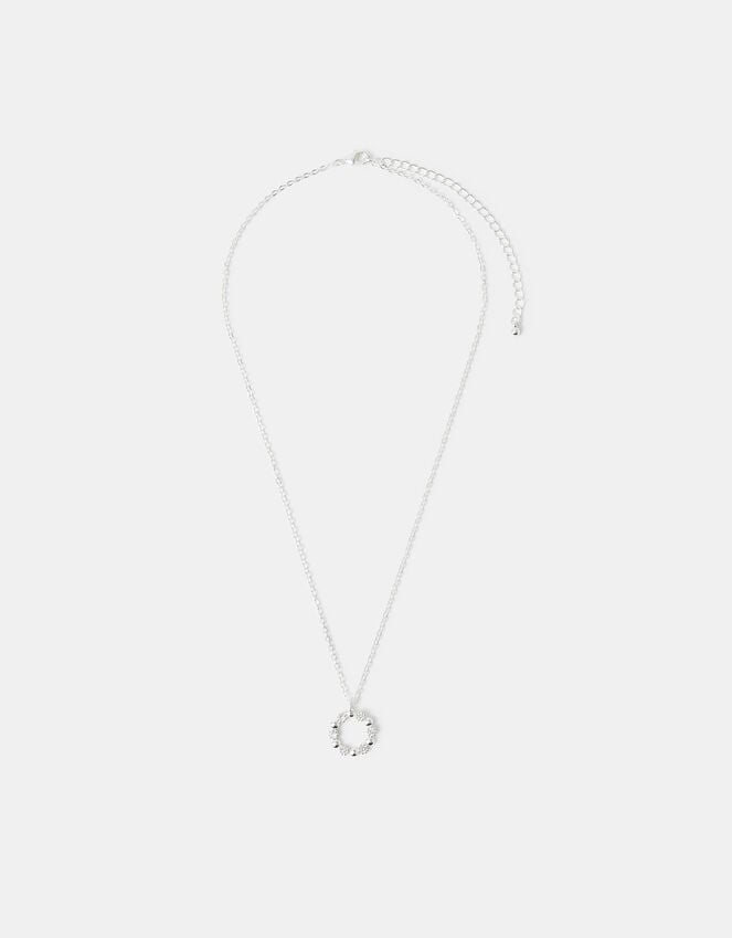 Accessorize Sterling Silver-Plated Diamanté Circle Pendant Necklace