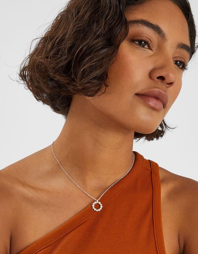 Accessorize Sterling Silver-Plated Diamanté Circle Pendant Necklace