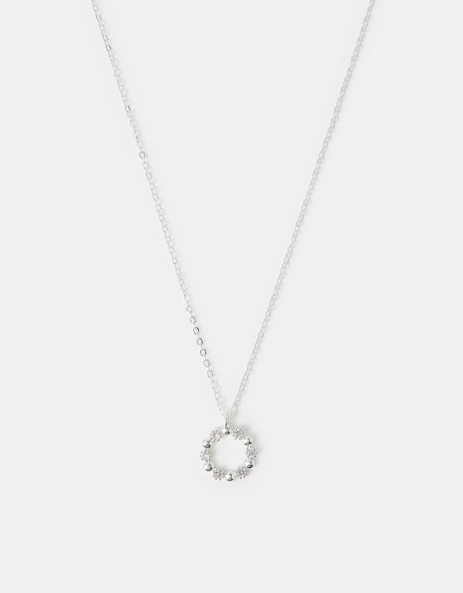 accessorize Sterling Silver-Plated Diamanté Circle Pendant Necklace