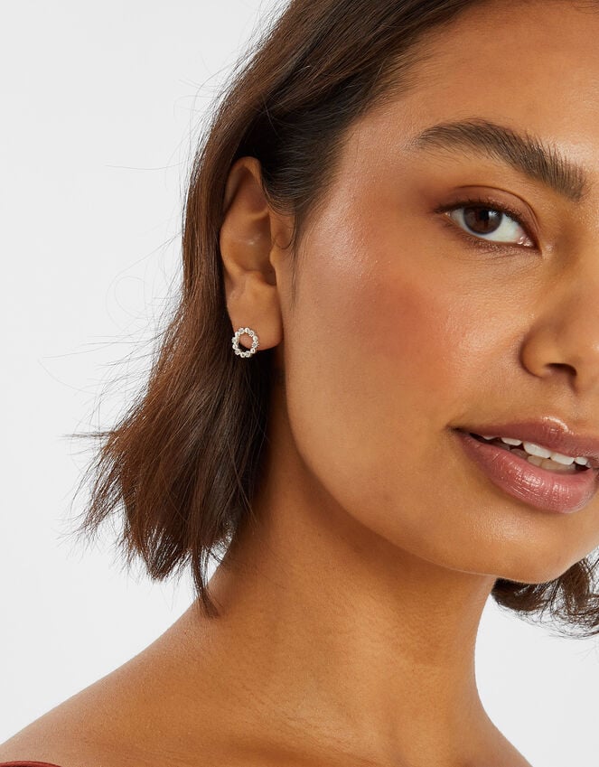 Accessorize Sterling Silver-Plated Diamanté Circle Stud Earrings