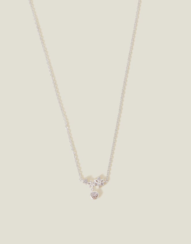 accessorize Sterling Silver-Plated Diamante Flower Necklace