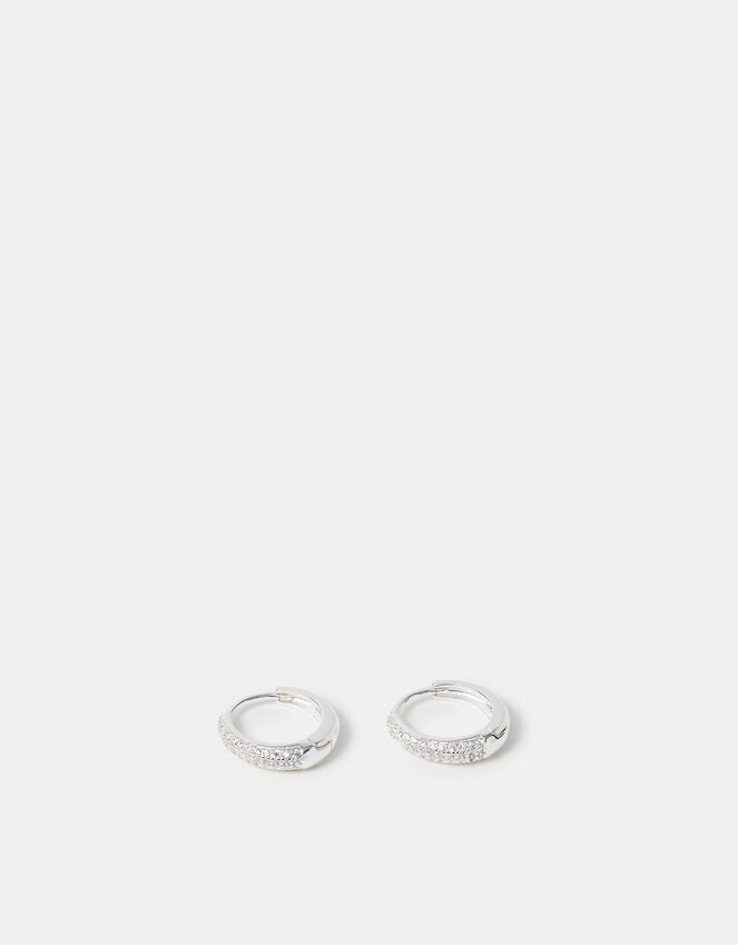 Accessorize Sterling Silver-Plated Diamanté Huggie Hoop Earrings