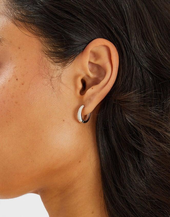 Accessorize Sterling Silver-Plated Diamanté Huggie Hoop Earrings