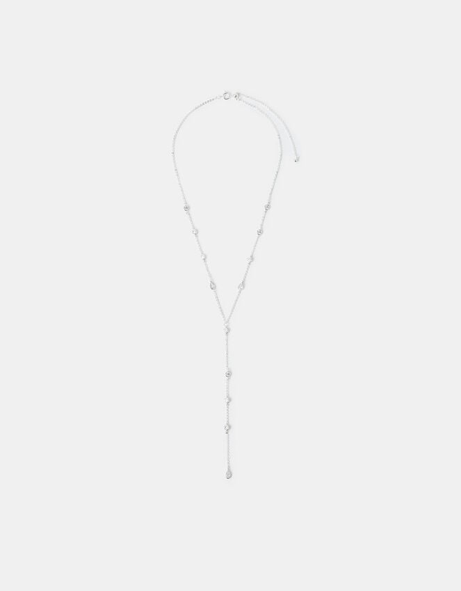 Accessorize Sterling Silver-Plated Diamanté Lariat Necklace