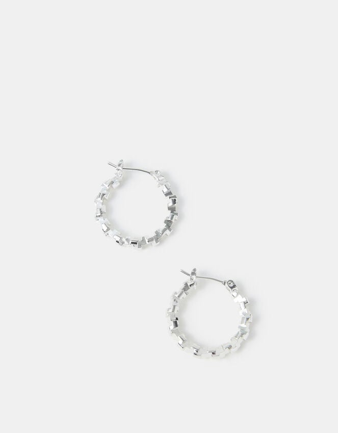 Accessorize Sterling Silver-Plated Diamond Cut Hoop Earrings