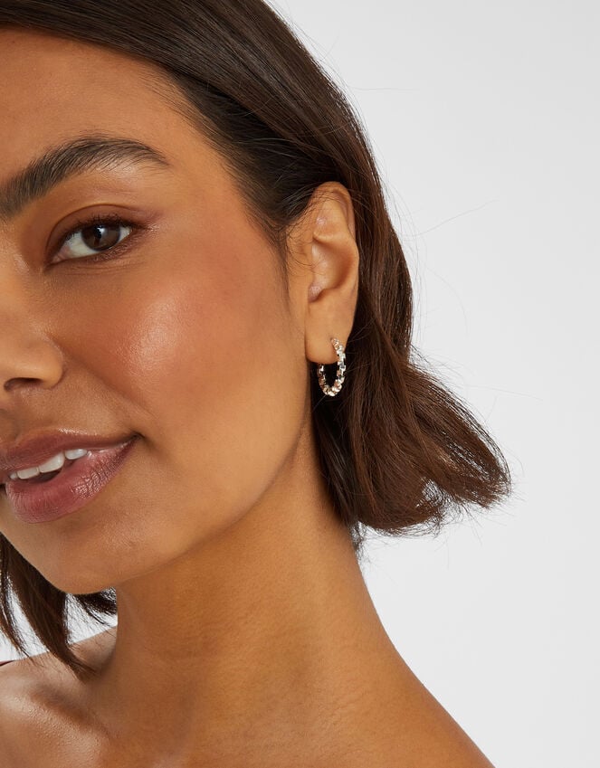 Accessorize Sterling Silver-Plated Diamond Cut Hoop Earrings