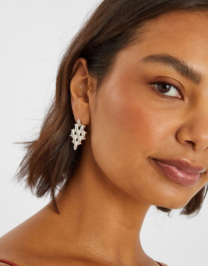 Accessorize Sterling Silver-Plated Diamond Drop Earrings