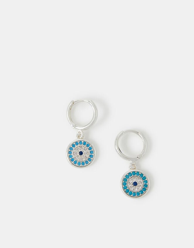 Accessorize Sterling Silver-Plated Evil Eye Hoop Earrings