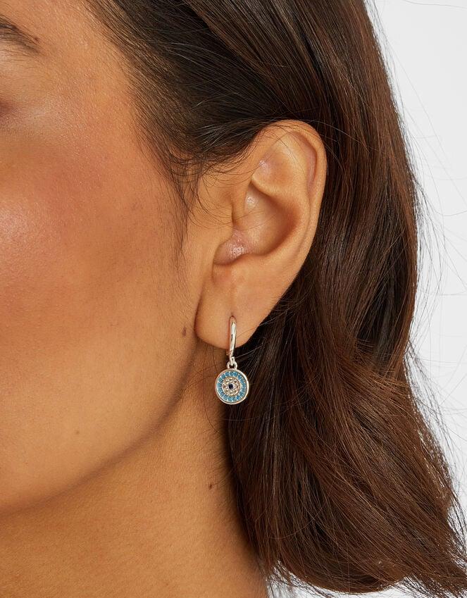 Accessorize Sterling Silver-Plated Evil Eye Hoop Earrings