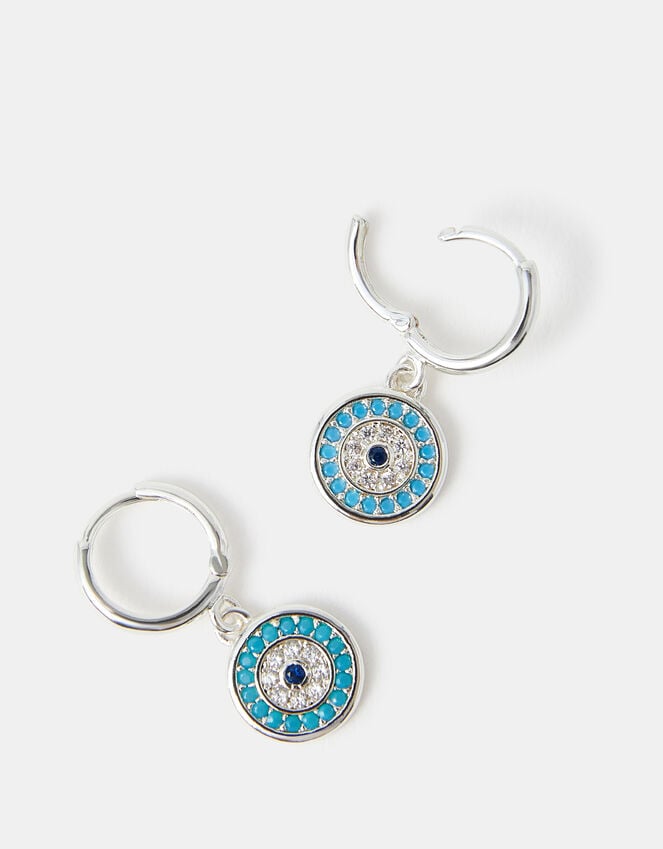 accessorize Sterling Silver-Plated Evil Eye Hoop Earrings