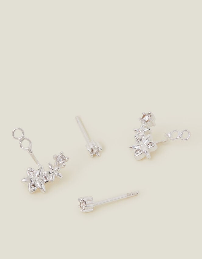 accessorize Sterling Silver-Plated Flower Back Stud Earrings