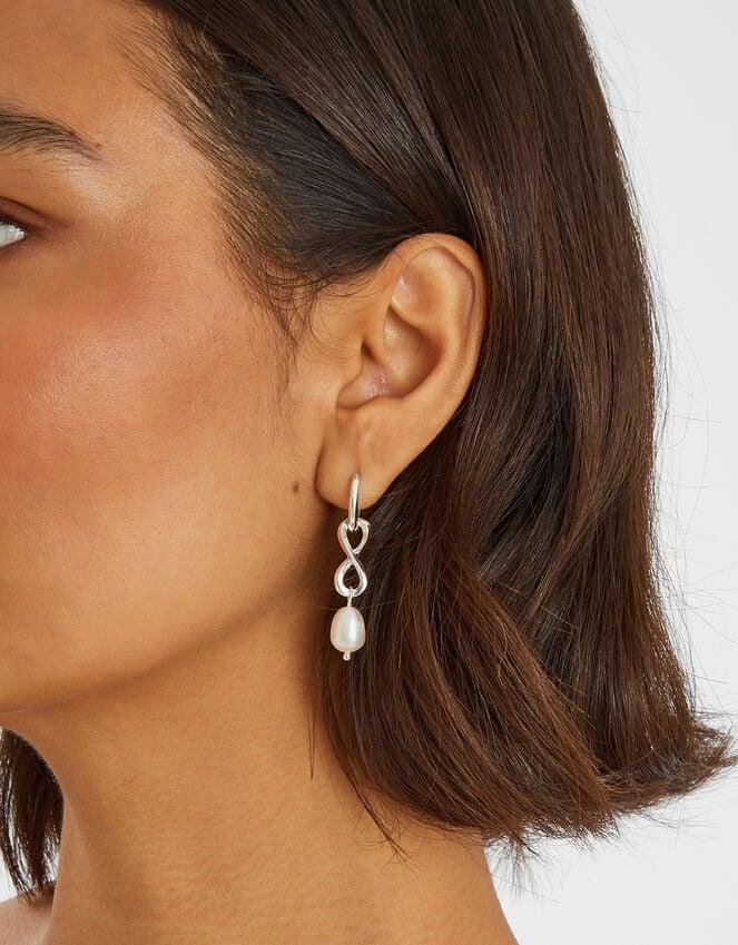 Accessorize Sterling Silver-Plated Infinity Pearl Drop Earrings