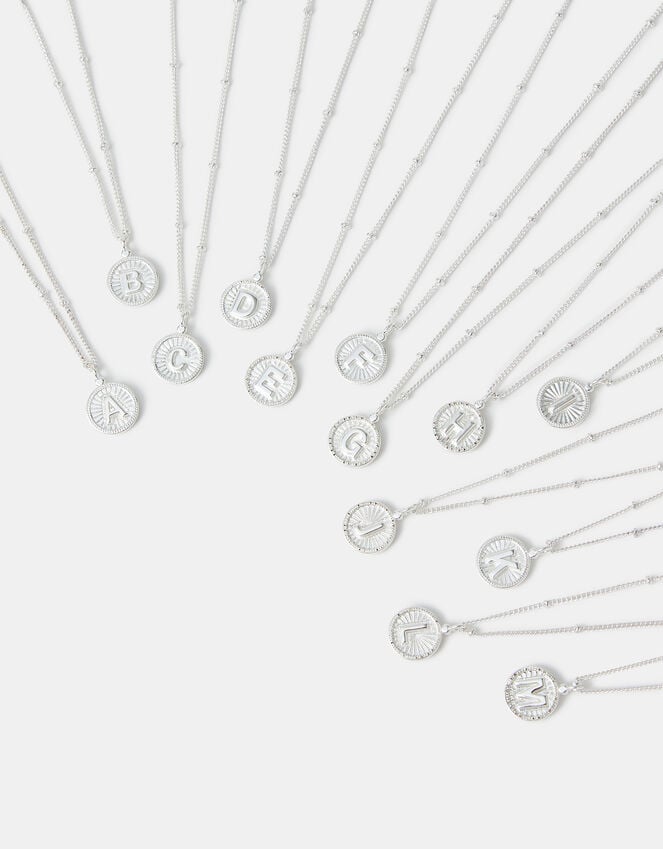 Accessorize Sterling Silver-Plated Initial Disc Pendant Necklace Silver