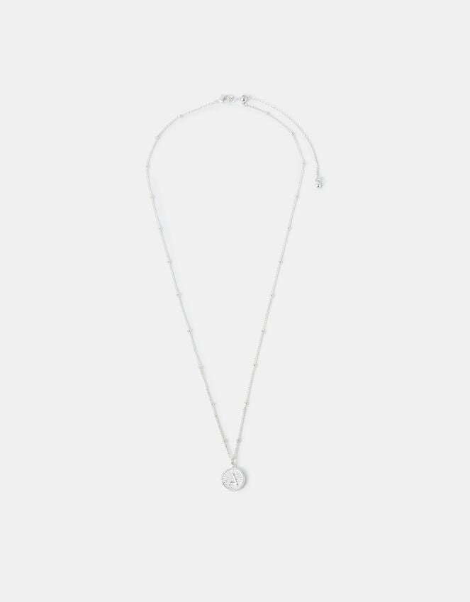Accessorize Sterling Silver-Plated Initial Disc Pendant Necklace Silver