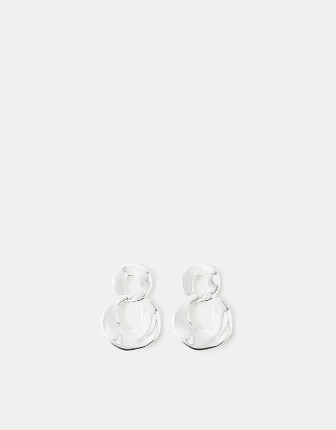 Accessorize Sterling Silver-Plated Molten Hoop Drop Earrings