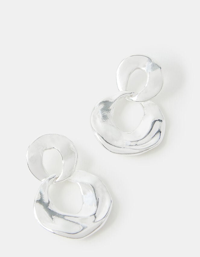 accessorize Sterling Silver-Plated Molten Hoop Drop Earrings