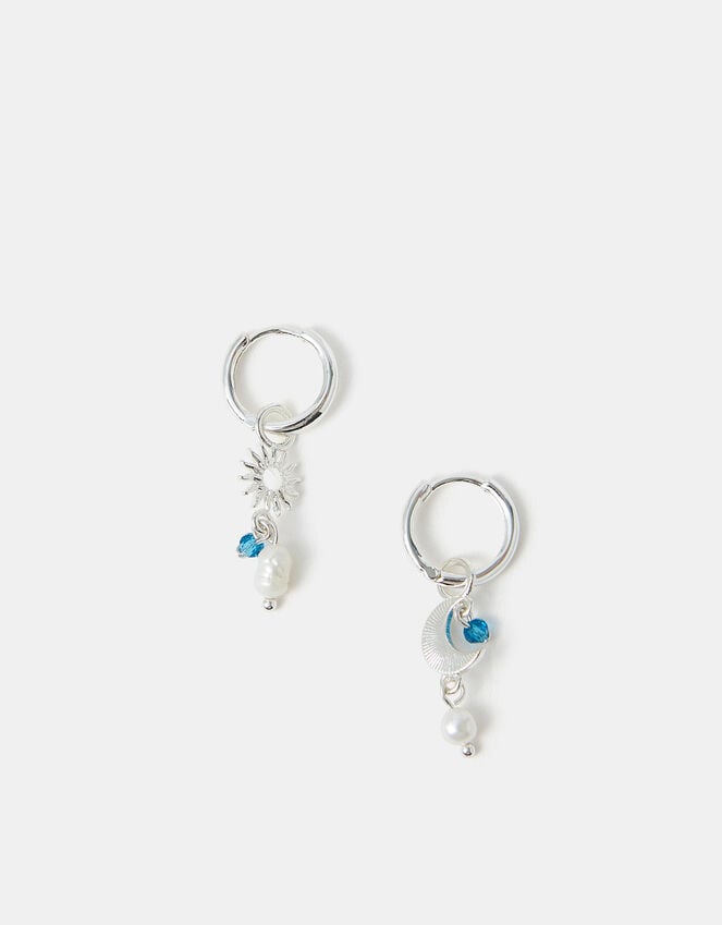 Accessorize Sterling Silver-Plated Moon & Star Pearl Drop Earrings