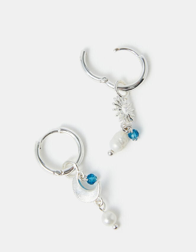accessorize Sterling Silver-Plated Moon & Star Pearl Drop Earrings