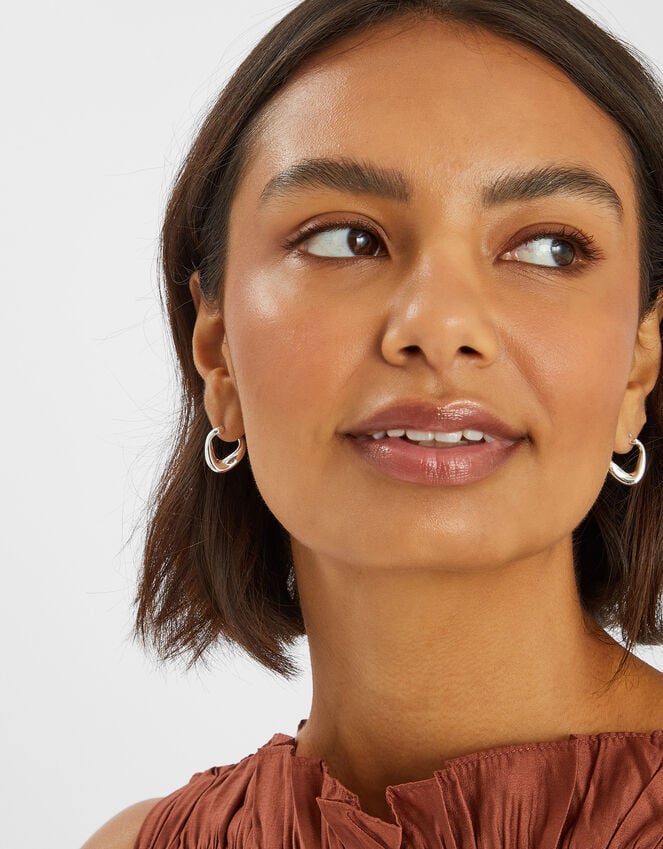 Accessorize Sterling Silver-Plated Oval Hoop Earrings