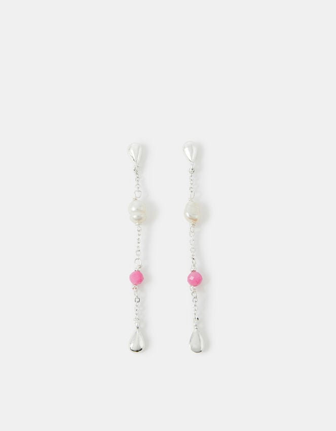 Accessorize Sterling Silver-Plated Pearl & Tourmaline Drop Earrings