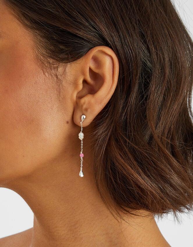 Accessorize Sterling Silver-Plated Pearl & Tourmaline Drop Earrings