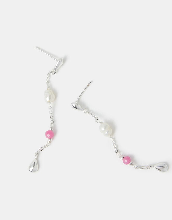 accessorize Sterling Silver-Plated Pearl & Tourmaline Drop Earrings