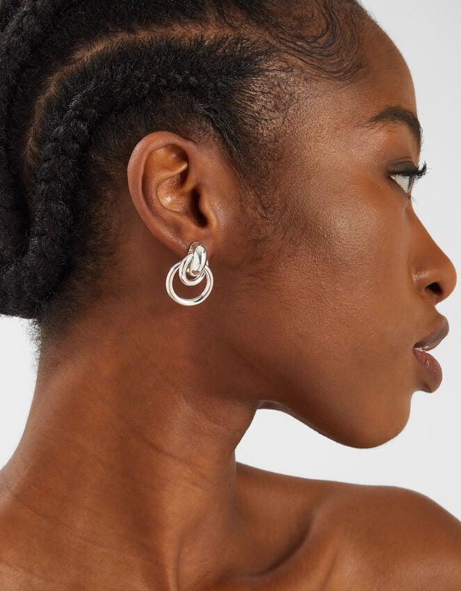 Accessorize Sterling Silver-Plated Round Link Hoop Earrings