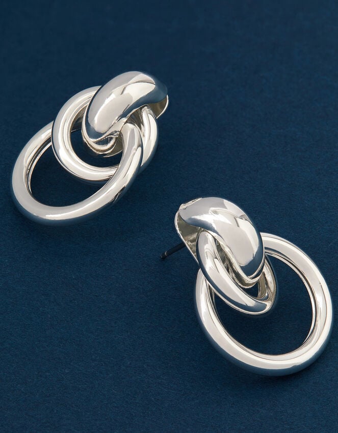 Accessorize Sterling Silver-Plated Round Link Hoop Earrings