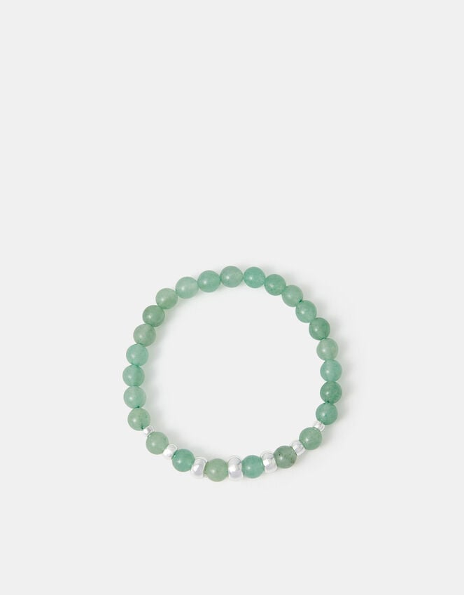 Accessorize Sterling Silver-Plated Semi-Precious Stretch Bracelet Green