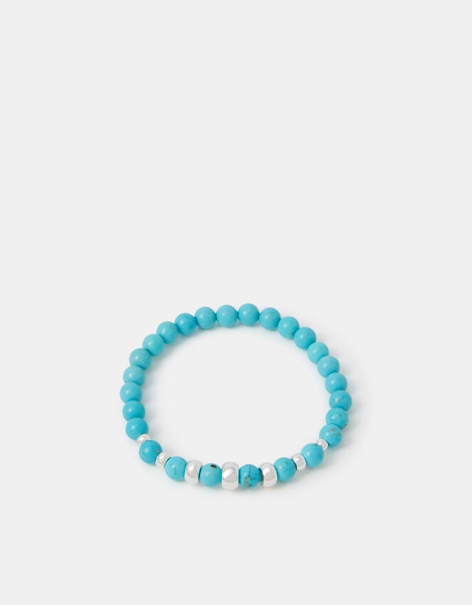 Accessorize Sterling Silver-Plated Semi-Precious Stretch Bracelet Blue