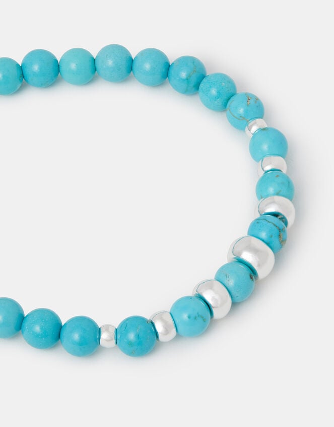 accessorize Sterling Silver-Plated Semi-Precious Stretch Bracelet Blue