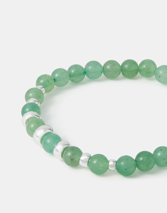 accessorize Sterling Silver-Plated Semi-Precious Stretch Bracelet Green