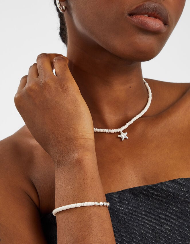 Accessorize Sterling Silver-Plated Shell Beaded Bracelet