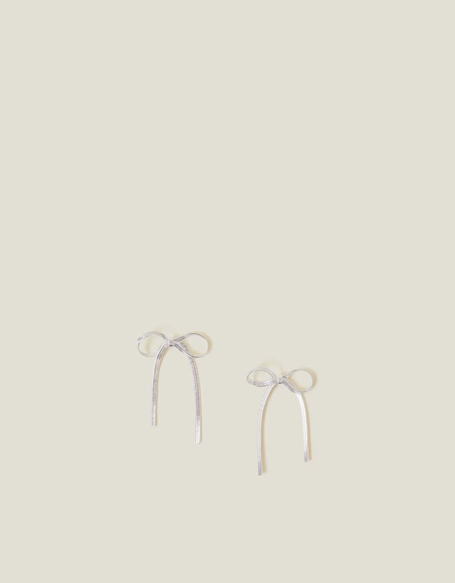 Accessorize Sterling Silver-Plated Snake Chain Bow Earrings
