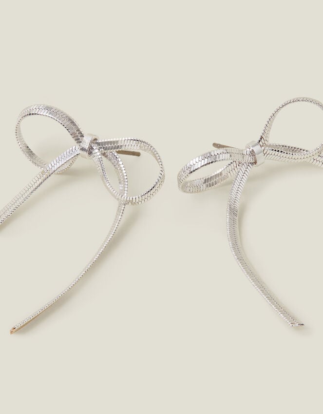 accessorize Sterling Silver-Plated Snake Chain Bow Earrings